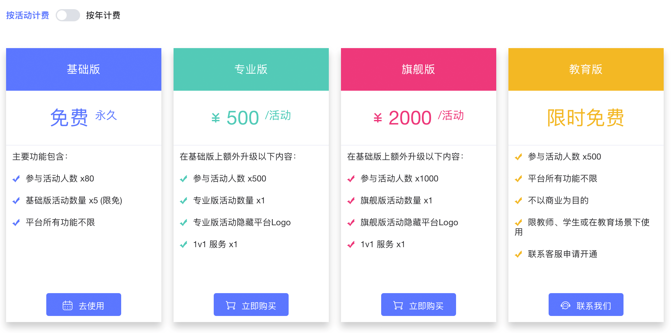 按活动付费